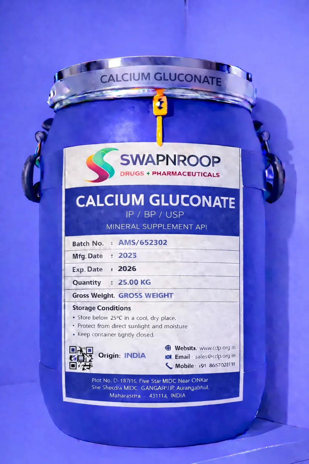 Calcium Gluconate API Manufacturer and Bulk Supplier in Maharashtra, India – Swapnroop Pharma